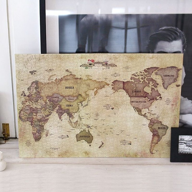 indigo-世界地圖拼圖1000片-復古版,IDG70558 - 拼圖/砌圖 - 紙 咖啡色