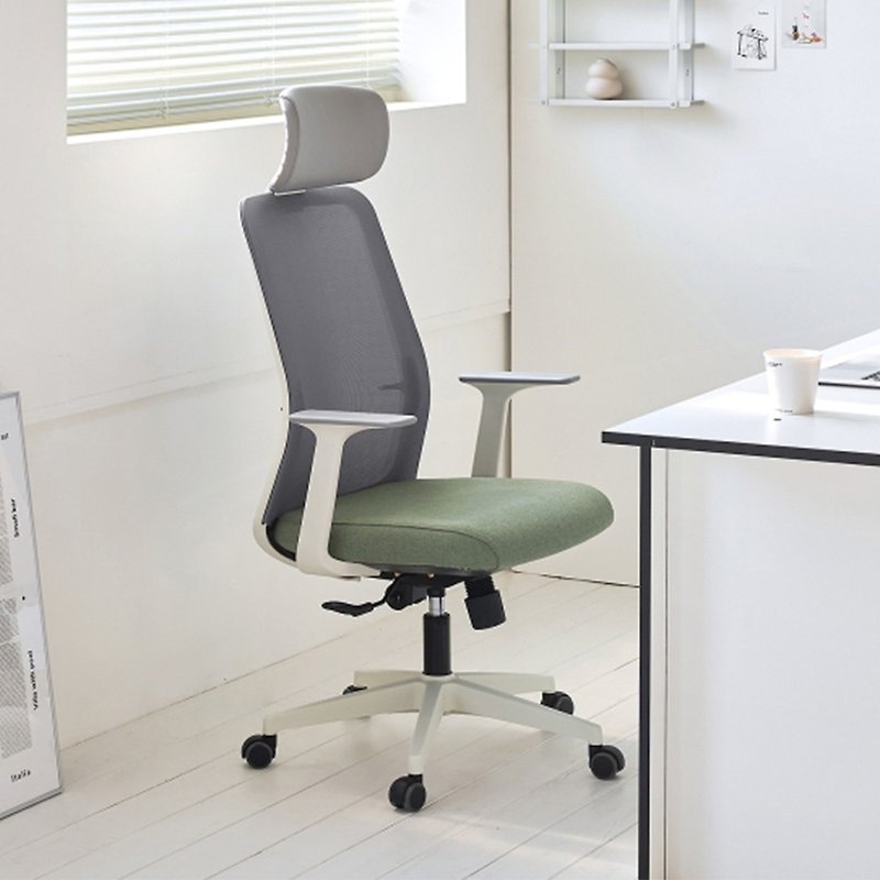 韓国 ROOM&HOME 韓国製ハイバック通気性メッシュ座臥昇降式機能工学椅子(ヘッドレスト付き) - 椅子・ソファー - プラスチック 多色