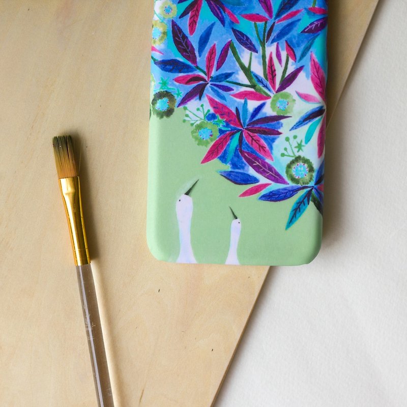 Gooses' date under the colorful flowers tree(Green). Matte Case (iPhone, HTC, Samsung, Sony) - Phone Cases - Plastic Green