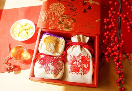 ARTEA 【金玉滿堂】2款好茶+ 台灣紫蘇梅 茶食禮盒