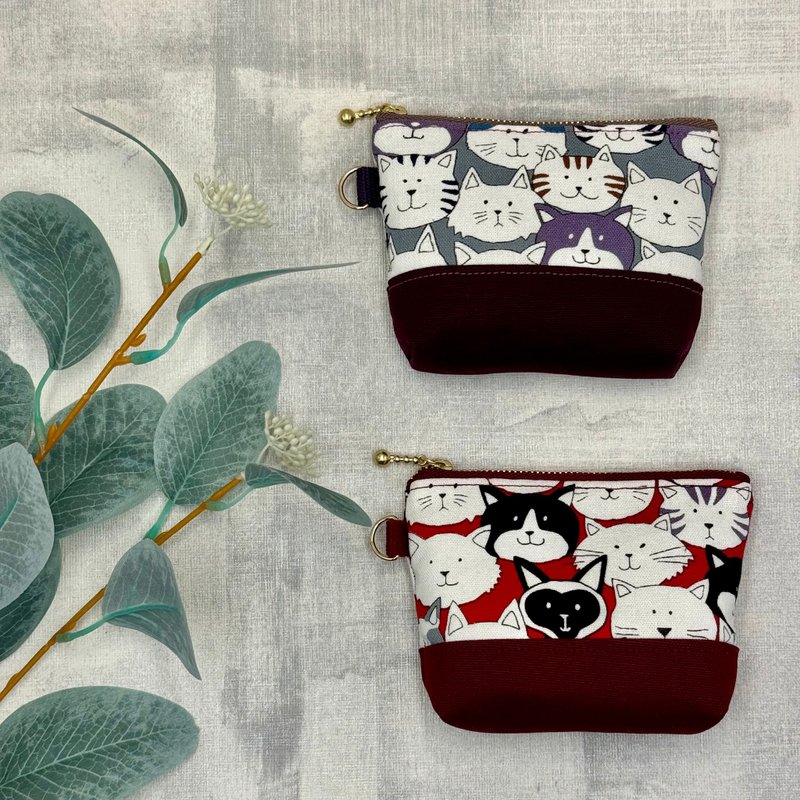 Three-dimensional fabric mini zipper bag (with wrist strap) coin purse storage - Coin Purses - Cotton & Hemp Red