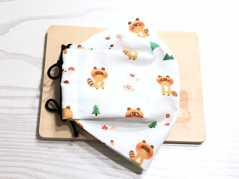 可愛小浣熊/幼幼.立體服貼布口罩.有鼻梁壓條.可放濾材 - 嬰兒手鍊/飾品 - 棉．麻 白色