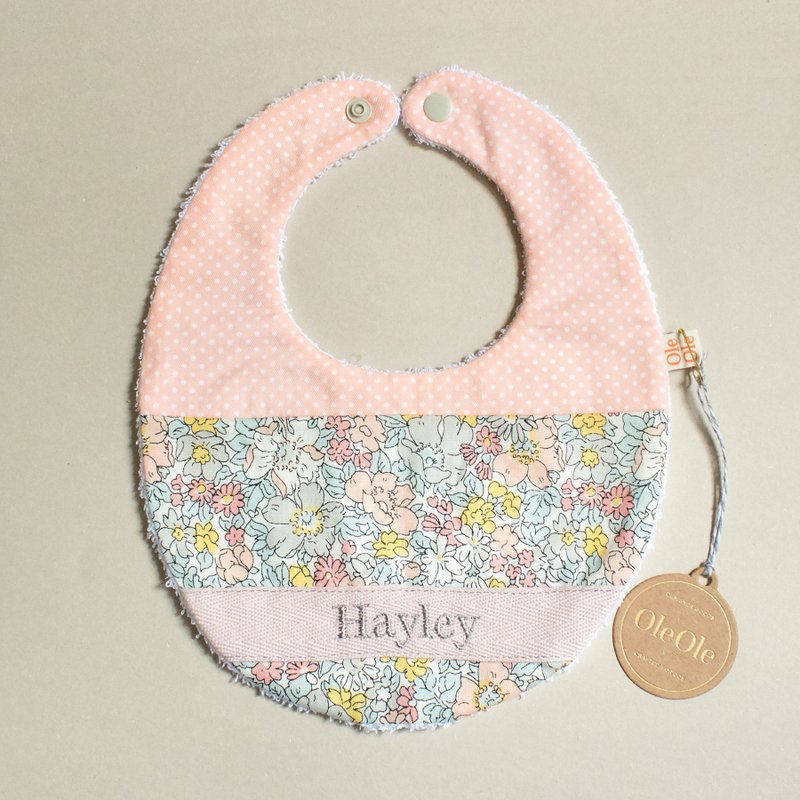 OleOle Personalized Baby Bib | Liberty Blossom - Bibs - Cotton & Hemp Pink