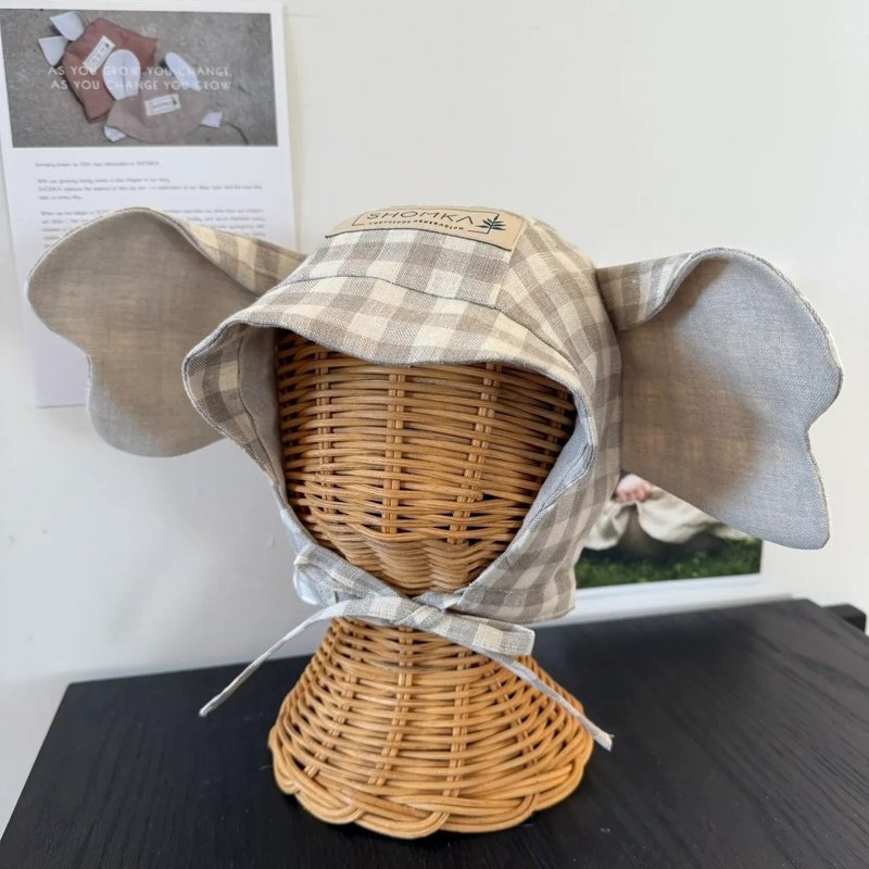 SHÓMKA 大象軟帽 ELEPHANT BONNET 51cm - 男/女童裝 - 亞麻 灰色