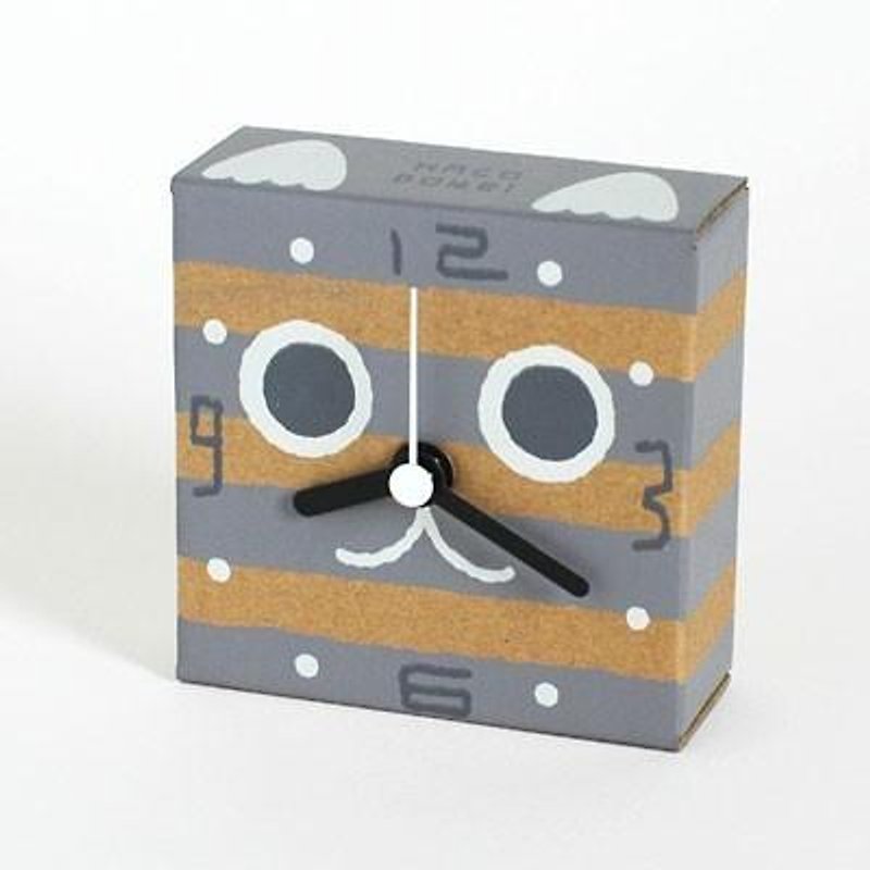 Hakodokei | tiger cat face | gray - นาฬิกา - กระดาษ สีเทา