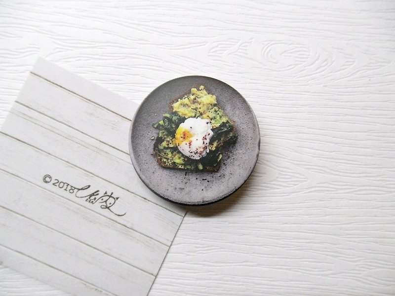 Eat goods badge series stone bowl wild vegetables / creative small things / personal characteristics - เข็มกลัด - โลหะ สีเทา