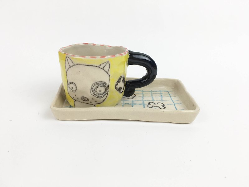 Nice Little Clay Manual Cup Set_黑轮狗0135-15 - Mugs - Pottery Yellow