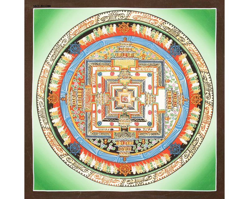 時輪曼荼羅藝術——手工西藏神聖唐卡 - 壁貼/牆壁裝飾 - 其他材質 多色