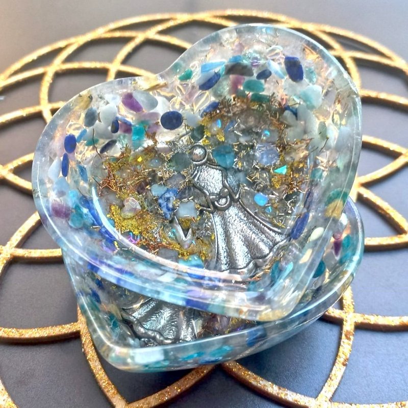 天使之心水晶碗 | 光與療癒能量 | 小物件收納 - 衛浴用品/浴室收納 - 水晶 藍色