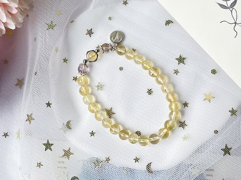 [Lemon] Citrine Ametrine S925 Sterling Silver Zodiac Design Bracelet - Bracelets - Crystal Yellow