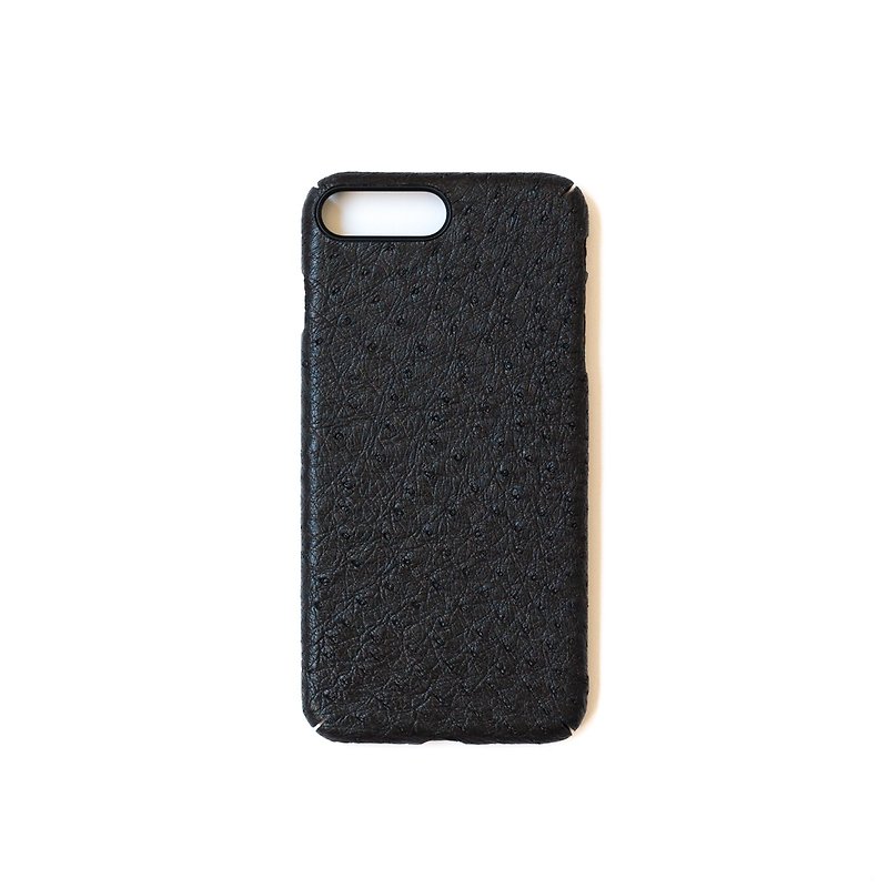 Patina leather handmade custom iPhone 7/7 plus ostrich Phone Case - เคส/ซองมือถือ - หนังแท้ สีดำ