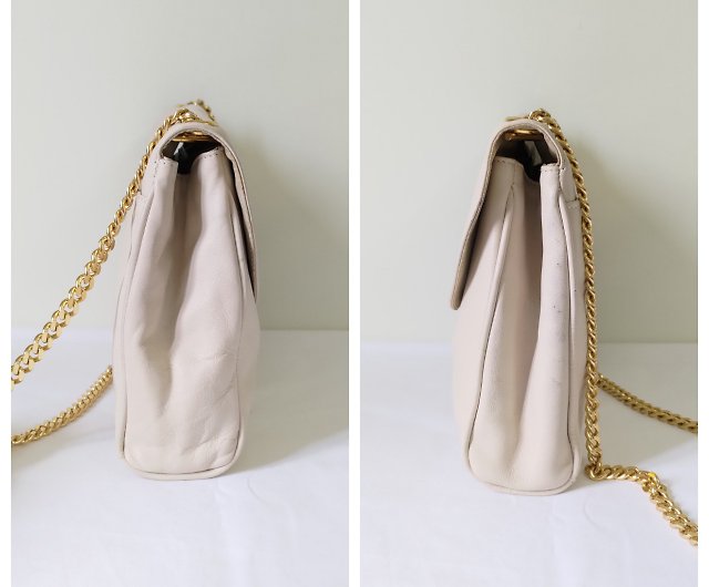 Vintage 1980s Fendi White Leather Crossbody Shoulder Bag Purse Rare