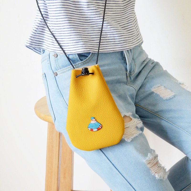 Summer sun light and fresh hand-made small bag slung / paranotum - กระเป๋าแมสเซนเจอร์ - หนังแท้ สีเหลือง