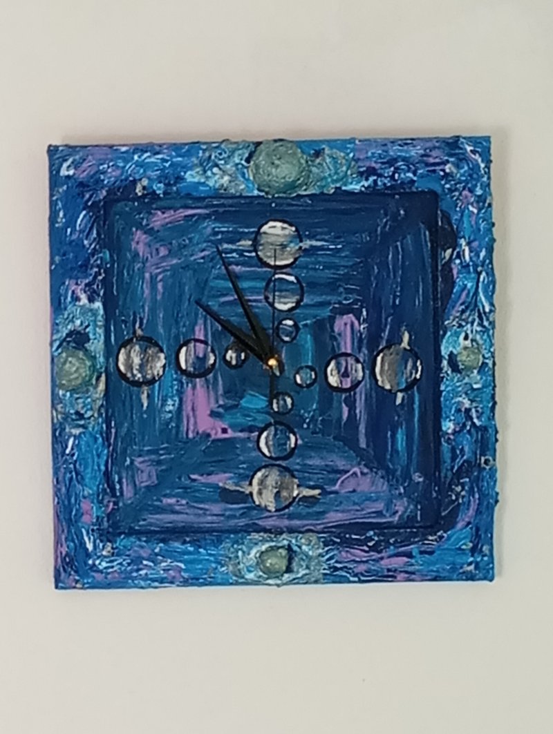Art wall clock Many universes - 時鐘/鬧鐘 - 其他材質 藍色