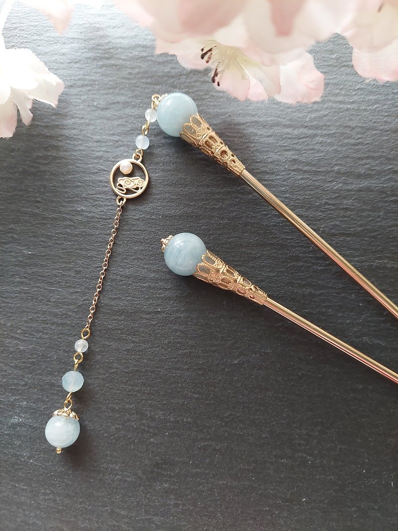 Yuanyunge - Yunyue Classical Crystal Jade Hairpin - Hair Accessories - Crystal Blue