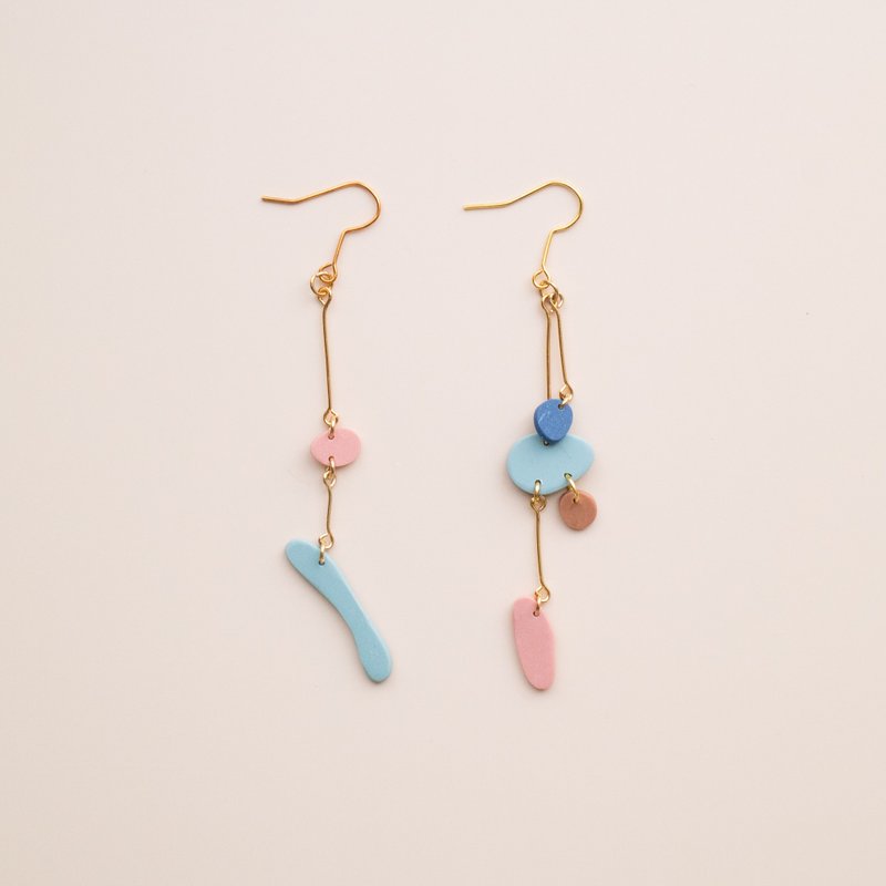 enogu -ice cream- type-a (pierced earrings / Clip-On) - ต่างหู - พลาสติก สีน้ำเงิน