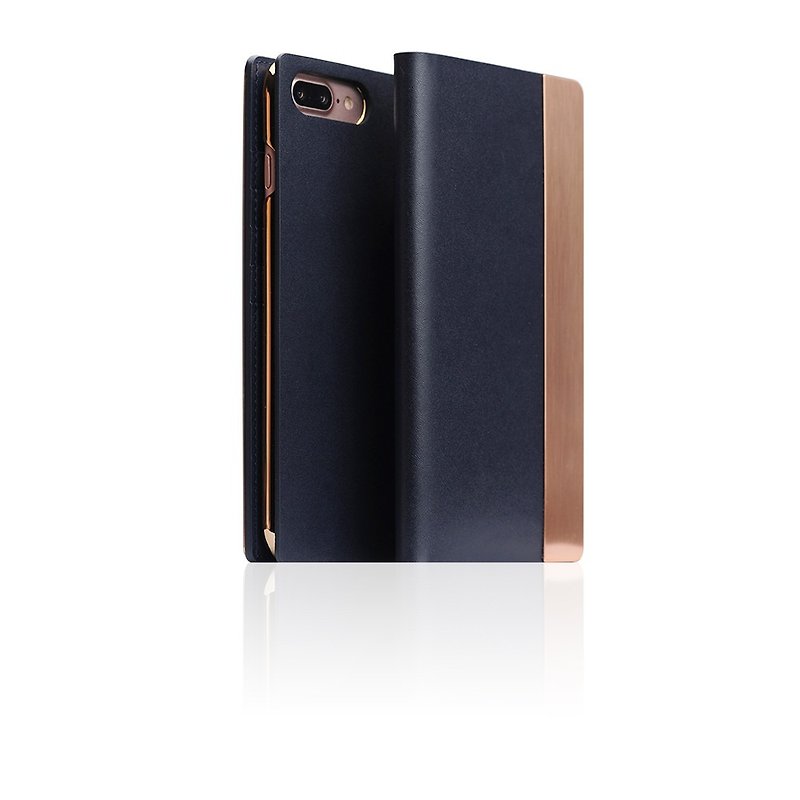SLG Design iPhone 8/7 Plus D5 CSL 金屬特仕款 側掀真皮皮套-藍 - 手機殼/手機套 - 真皮 藍色