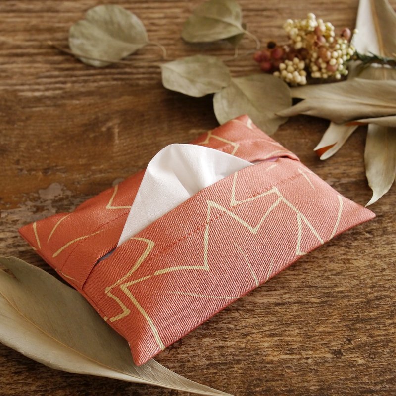 Kimono Pocket Tissue Box Autumn Leaves - Other - Cotton & Hemp Pink