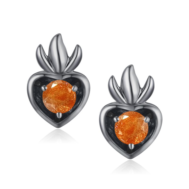 Oregon sunstone earrings heart studs gold-Dainty stacks small earrings - Earrings & Clip-ons - Precious Metals Orange