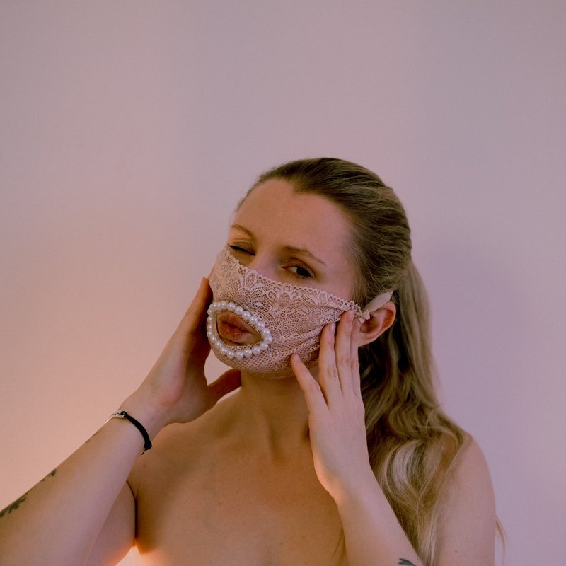 Lace sexy mask with beads - Fetish Blindfold mask - Sexy Eye mask - 眼罩 - 壓克力 金色