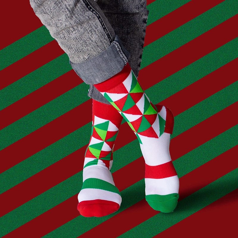 Christmas diamond pressure 3/4 socks New York designer - ถุงเท้า - ไนลอน 