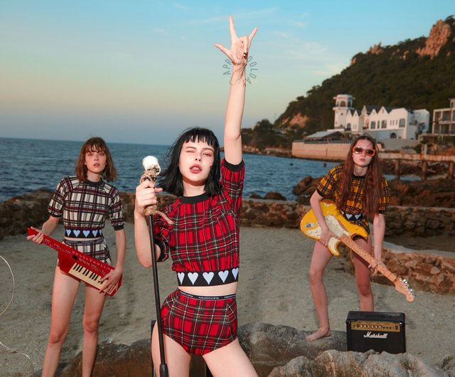 APRILPOOLDAY LOVE BAND ツーピースセット上下セット チェック柄 LOVE BAND TWO PIECE