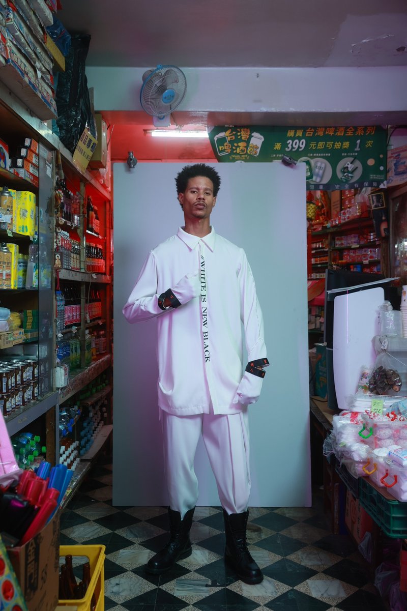 21AW INF 袖口解構中文電繡襯衫 - 男襯衫/休閒襯衫 - 聚酯纖維 白色