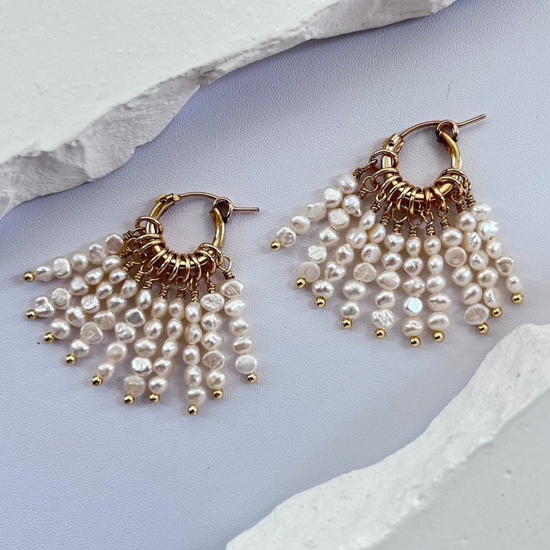 Opulent Cascades Baroque Pearl Earrings - Earrings & Clip-ons - Pearl White