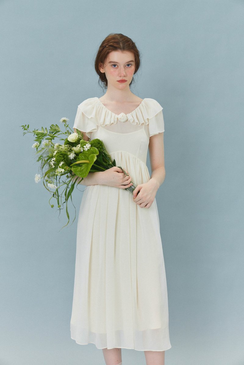 French girl three-color vintage chiffon dress autumn dress - ชุดเดรส - วัสดุอื่นๆ สึชมพู