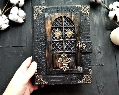 junkjournals Witch grimoire journal handmade for sale Gothic door spell book of shadows