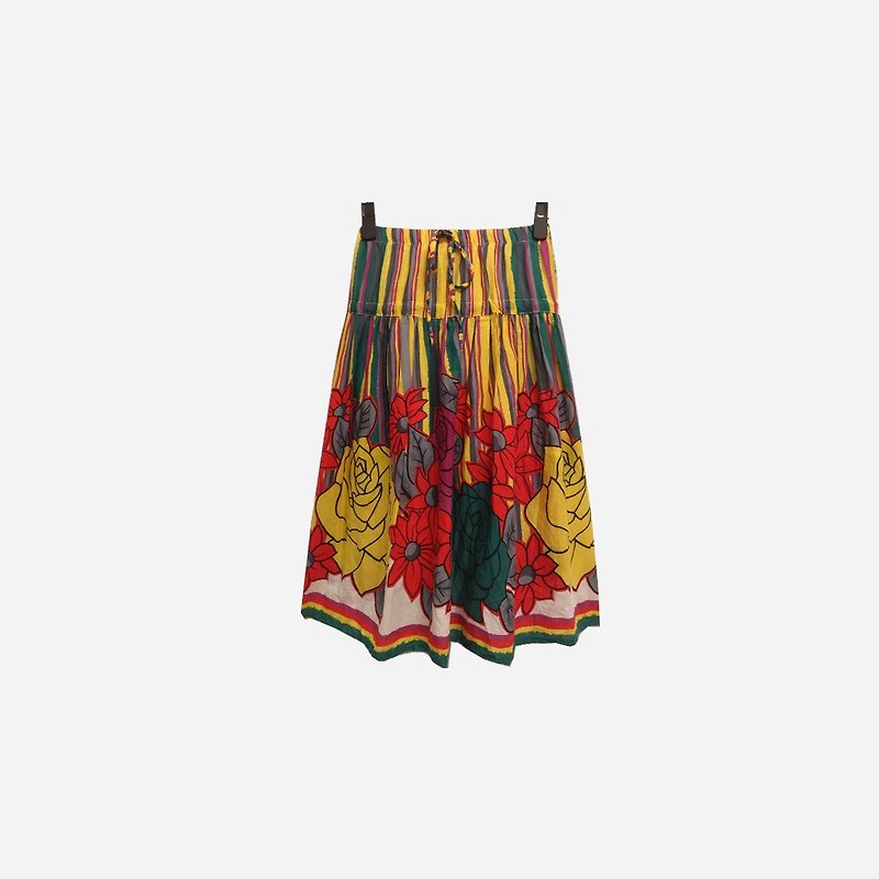 Vintage rose flower skirt 210 - กระโปรง - ผ้าฝ้าย/ผ้าลินิน หลากหลายสี