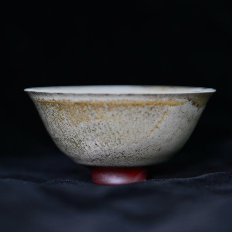 Handmade wood-burning snowy small tea bowl SN013 - Teapots & Teacups - Other Materials 