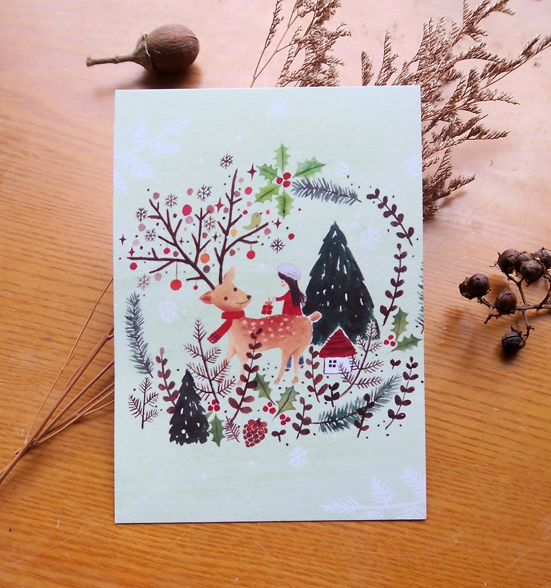 Winter gift postcard - การ์ด/โปสการ์ด - กระดาษ สีเขียว