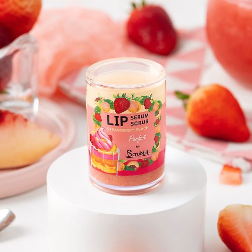 Scrubbit Yummy Lips! 2 in 1 : Lip Scrub & Serum Strawberry Peach