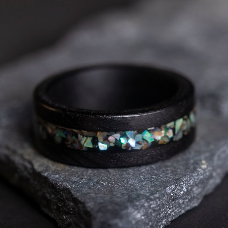 Wood resin Nacre a gift for women & men. Handmade jewelry - General Rings - Wood Blue
