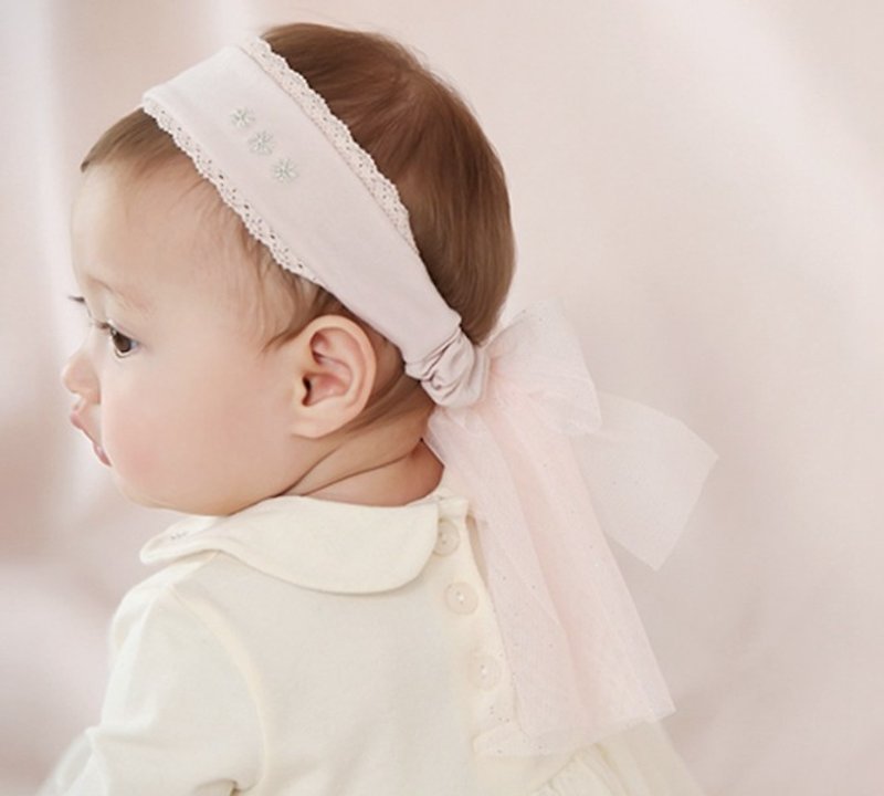 日安朵朵 / Happy Prince Shaniel女嬰童髮帶  韓國製 - 圍兜/口水巾 - 棉．麻 粉紅色