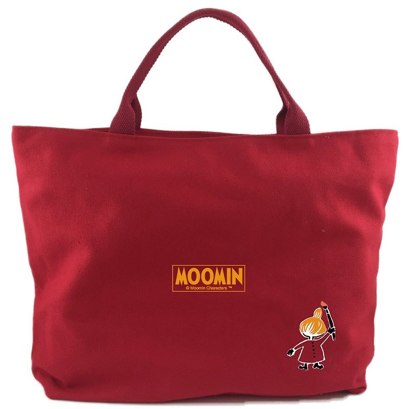 Moomin嚕嚕米授權-【拉鍊帆布包-紅】(小) - 手提包/手提袋 - 棉．麻 紅色