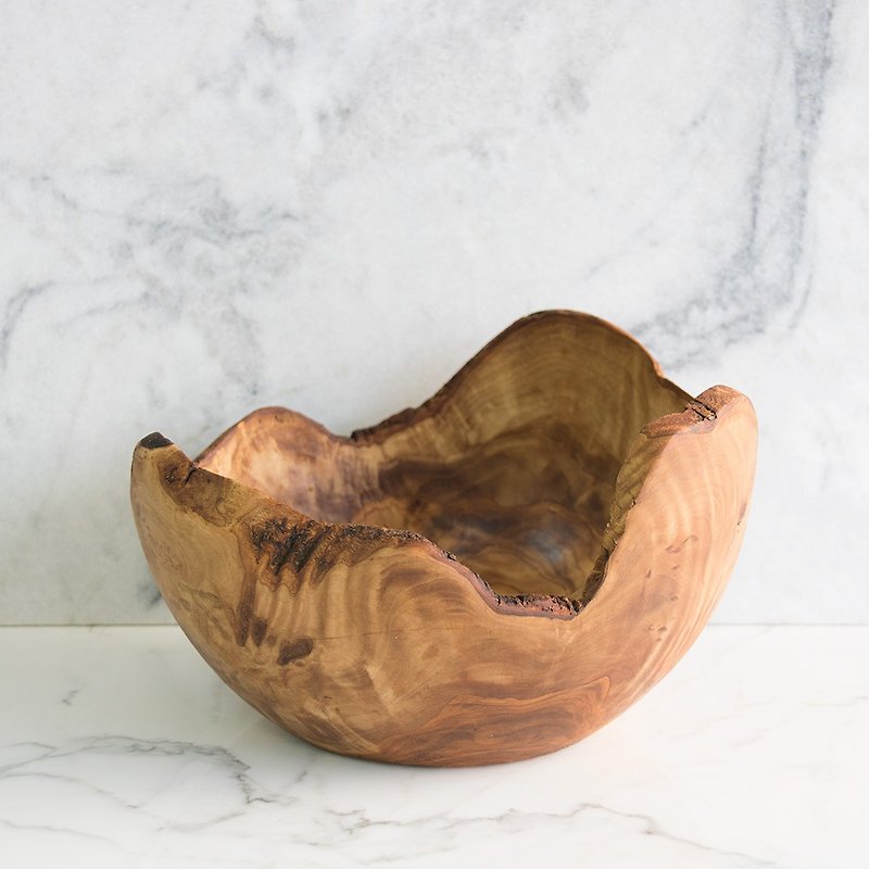 Native with veneer - olive wood oversized 27 cm salad bowl - Bowls - Wood Brown