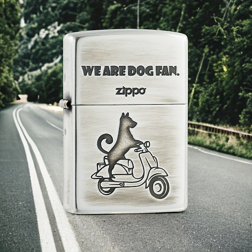 Zippo 【ZIPPO官方旗艦店】拉風狗狗騎士(銀色)防風打火機 ZA-2-100A