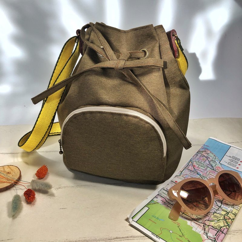 2 way 立體口袋束口水桶包 防潑水/側背/斜背可調 - 側背包/斜背包 - 防水材質 