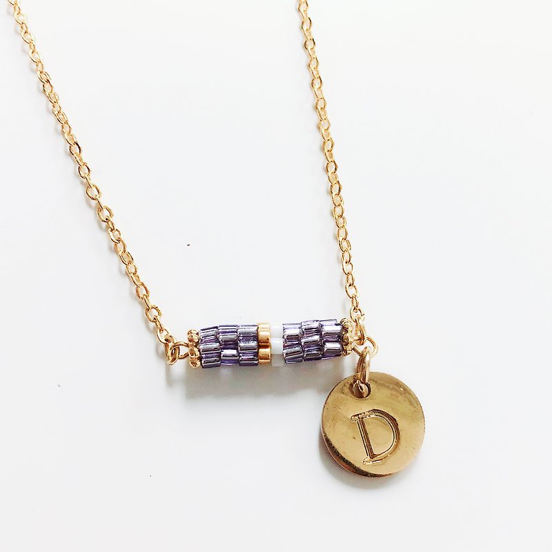 客製化 紫色 小管子 字母 項鍊 頸鏈 姐妹禮物 閨密 生日 結婚 - 頸圈項鍊 - 其他金屬 紫色
