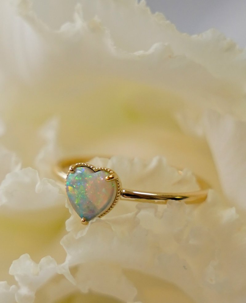 K18 Opal Ring 簡約 百搭 戒指 - 戒指 - 其他金屬 白色