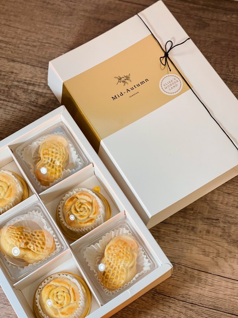 【花生好事】 中秋奶黃流心月餅禮盒 - 蛋糕/甜點 - 新鮮食材 金色