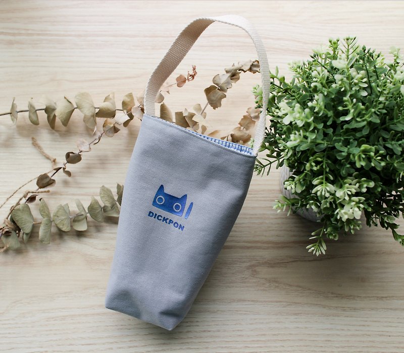 [Customized gift] cat pattern customized English name beverage bag - Beverage Holders & Bags - Cotton & Hemp 