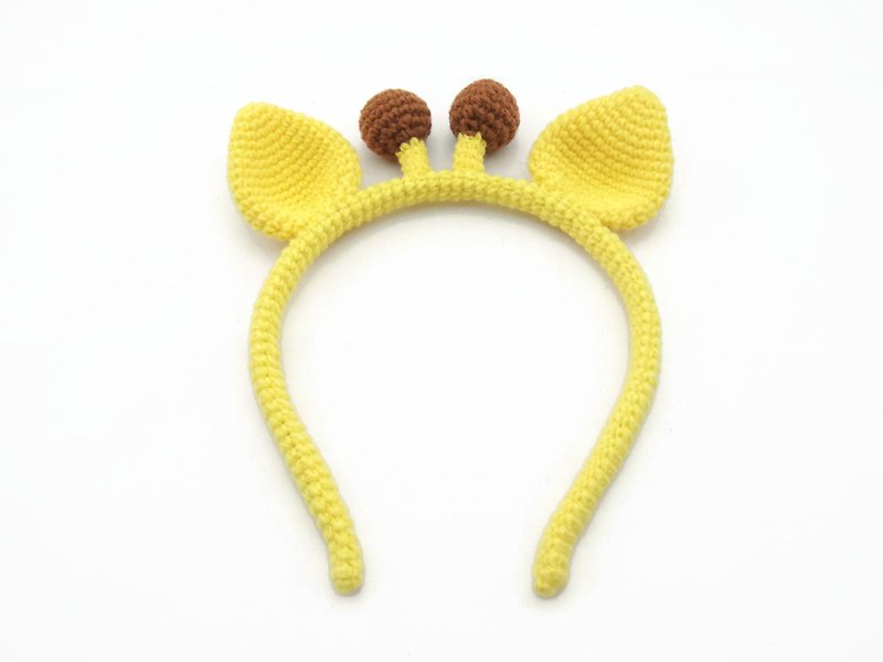 Crochet Giraffe Ears Headband - 髮飾 - 聚酯纖維 黃色