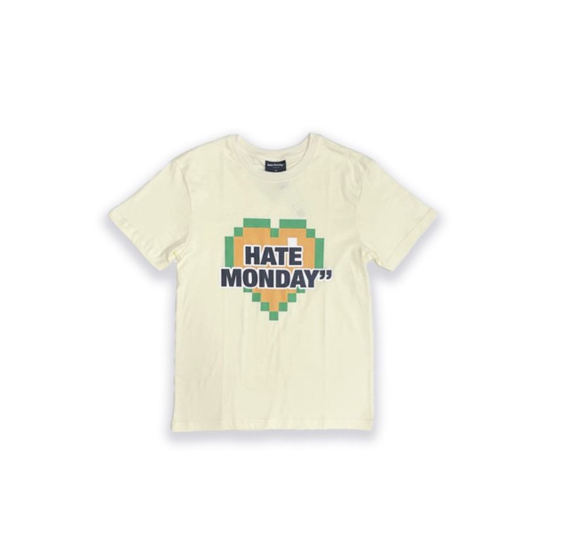 Hate Monday'' - Pixels Sleeve T-Shirt - เสื้อฮู้ด - ผ้าฝ้าย/ผ้าลินิน สีดำ