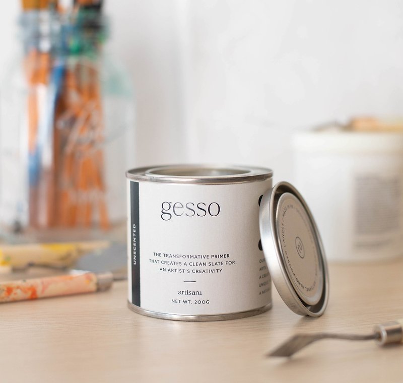 Pet-Friendly | Artisanu Beeswax Unscented Odor-Eliminating Art Candle | Gesso - Candles & Candle Holders - Wax 
