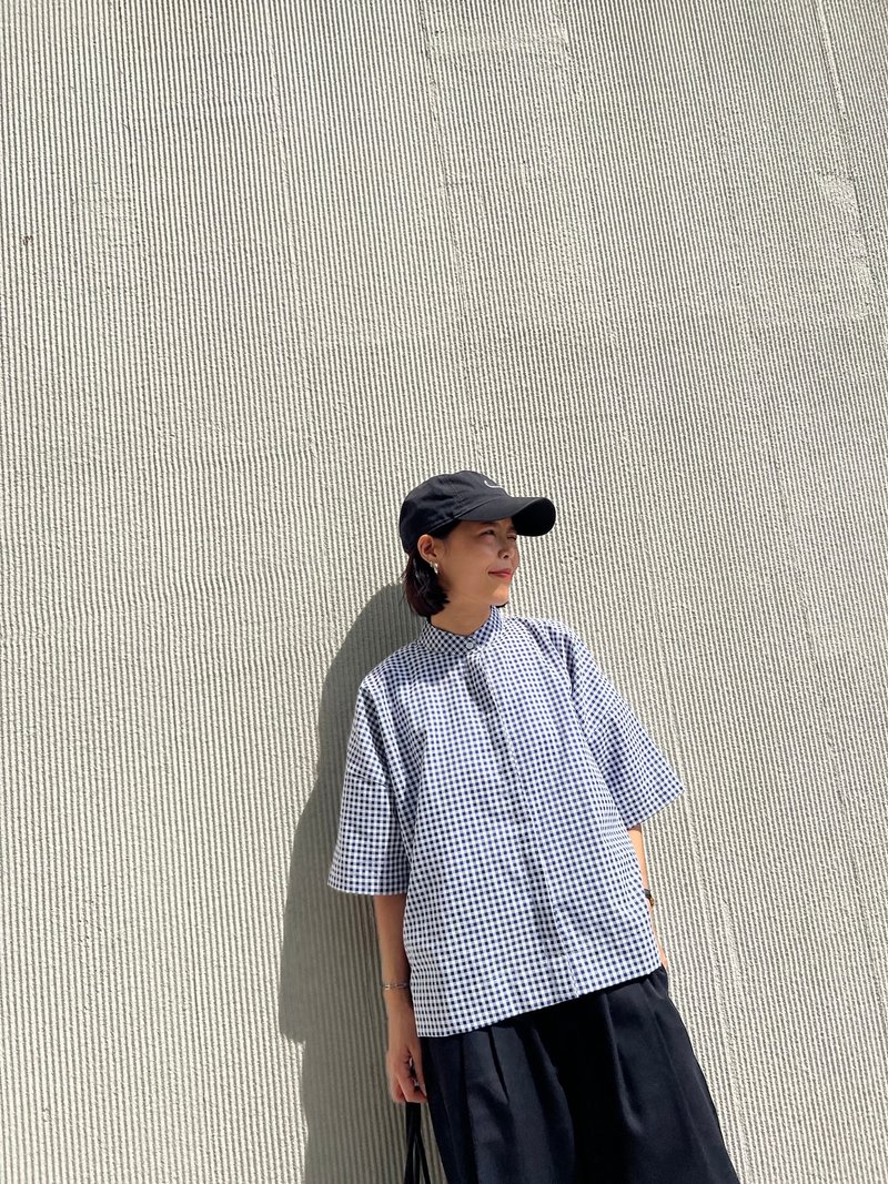 Checked blouse - 女上衣/長袖上衣 - 其他材質 