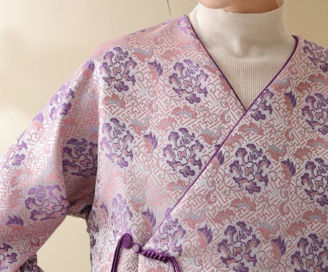 Jamie エーエヌケー スカジャン 赤 袖薄紫 刺繍芸者柄 和柄 M