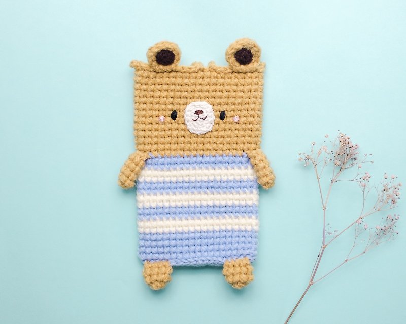 OOAK Gifts - Cellphone Case a Cute Bear No.4/ Crochet case/ Cozy case/ iPhone case. - เคส/ซองมือถือ - ผ้าฝ้าย/ผ้าลินิน สีนำ้ตาล